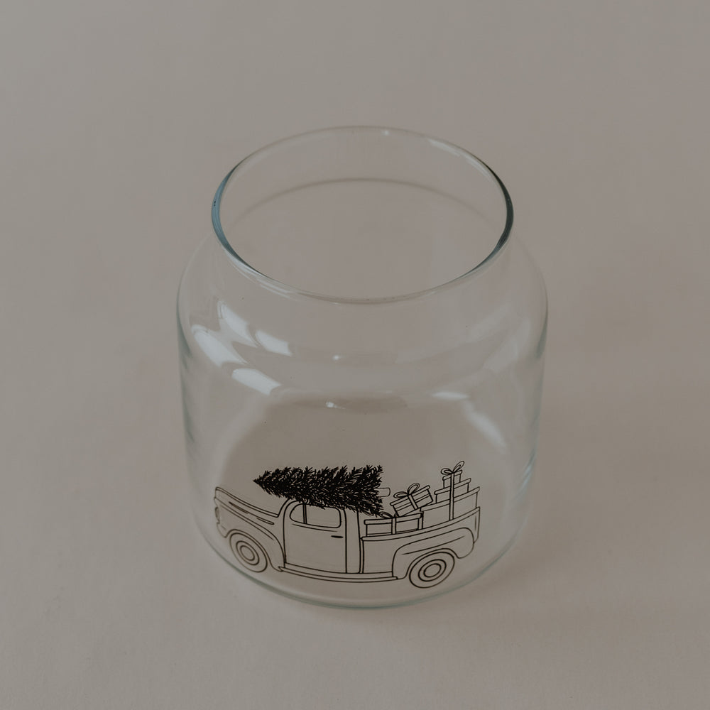 Vase en verre moyen voiture de Noël (VE = 6 pcs)