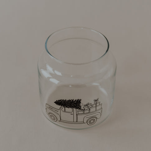 Vase en verre moyen voiture de Noël (VE = 6 pcs)