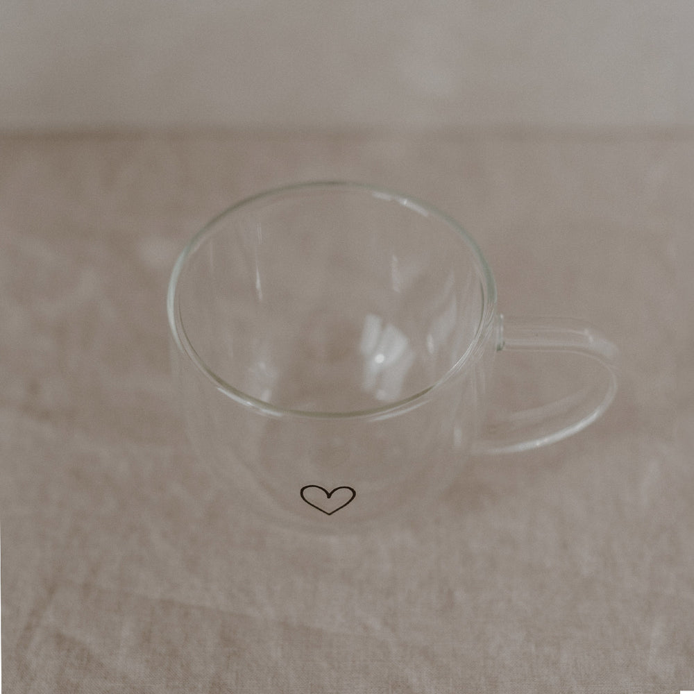 Doppelwandige Glastasse Herz 250ml (VE = 6 Stk)
