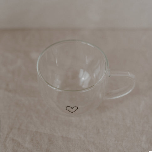 Doppelwandige Glastasse Herz 250ml (VE = 6 Stk)