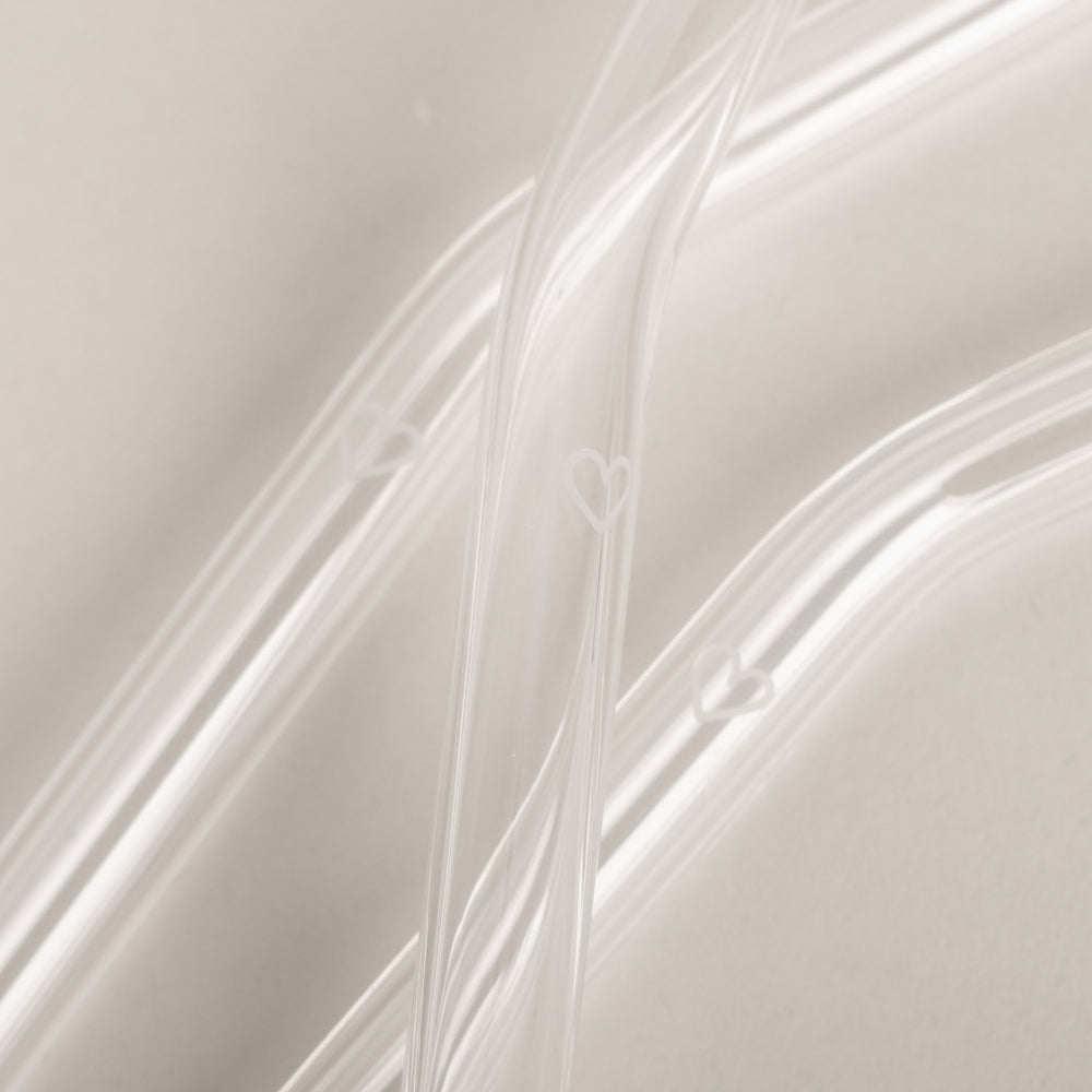 Bent heart transparent glass straws in a set of 4 (VE = 10 sets)