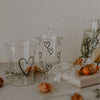 Bent heart transparent glass straws in a set of 4 (VE = 10 sets)