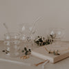 Bent heart transparent glass straws in a set of 4 (VE = 10 sets)