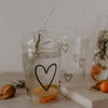 Bent heart transparent glass straws in a set of 4 (VE = 10 sets)
