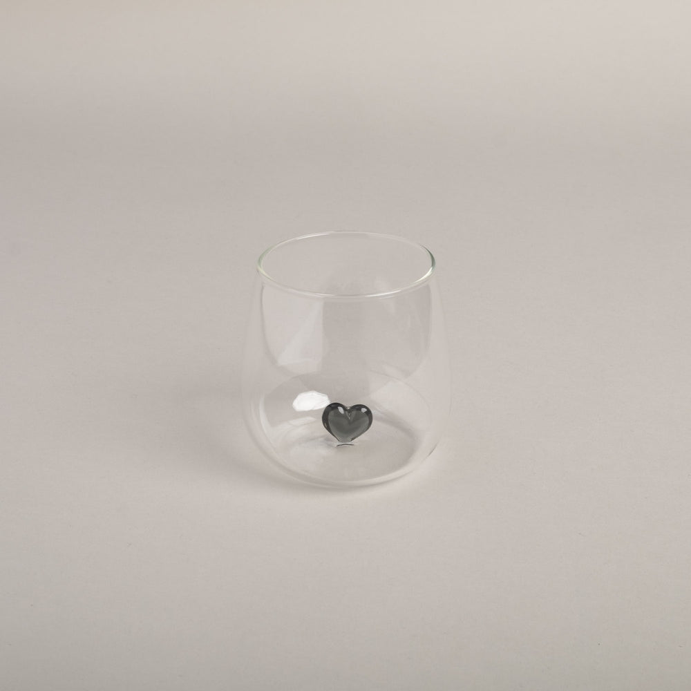 Drinking glass heart shape black (pack = 6 pcs)