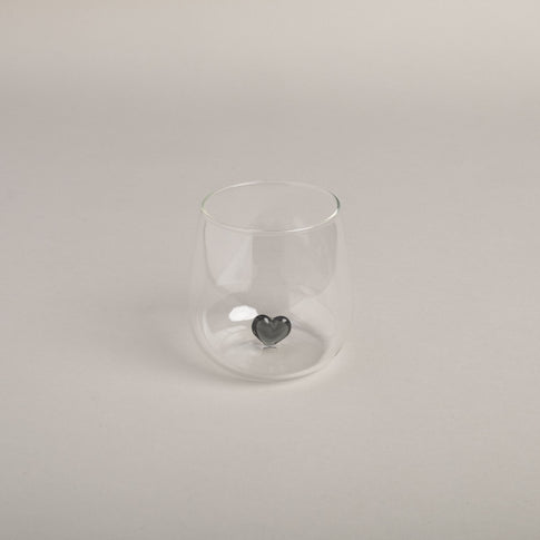 Drinking glass heart shape black (pack = 6 pcs)