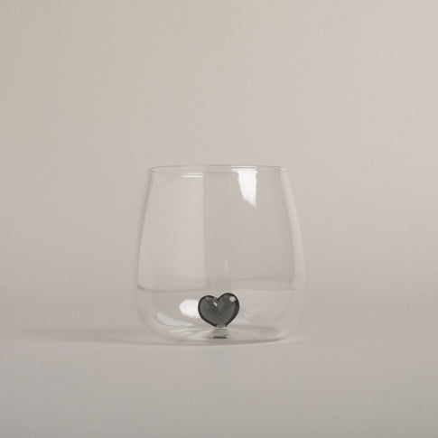 Drinking glass heart shape black (pack = 6 pcs)