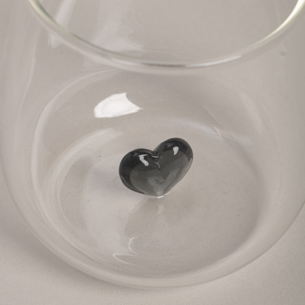 Drinking glass heart shape black (pack = 6 pcs)
