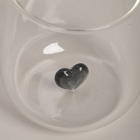 Drinking glass heart shape black (pack = 6 pcs)