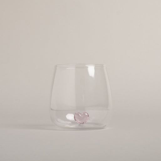 Trinkglas Herzfigur rosa (VE = 6 Stk)