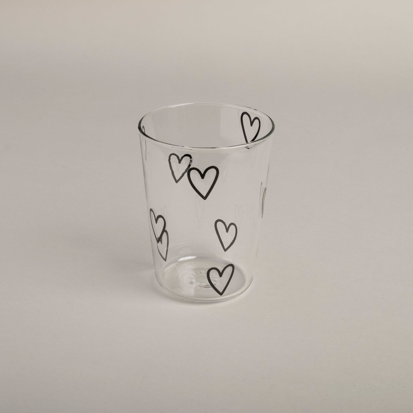 Drinking glass hearts black (pack = 6 pcs)