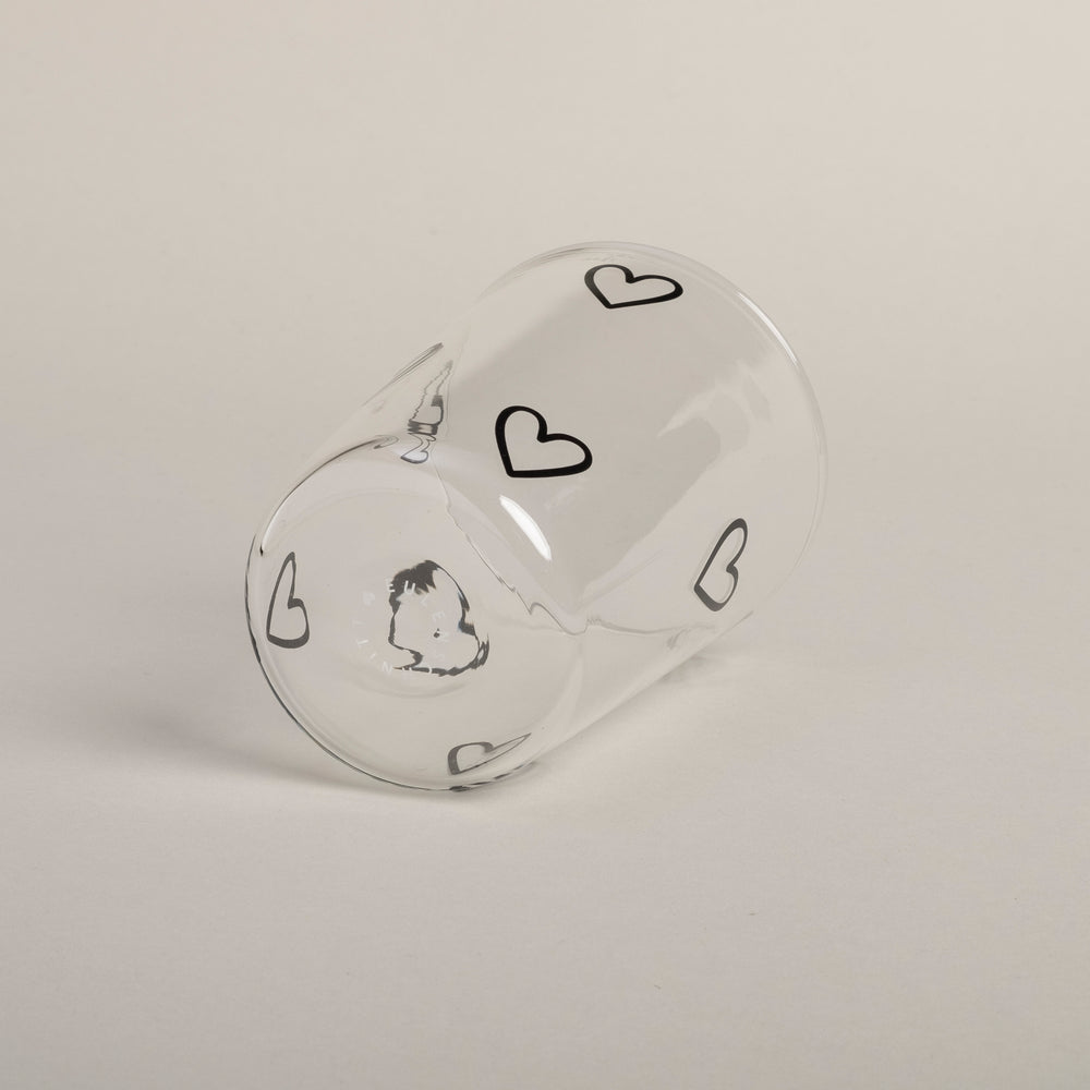 Drinking glass hearts black (pack = 6 pcs)