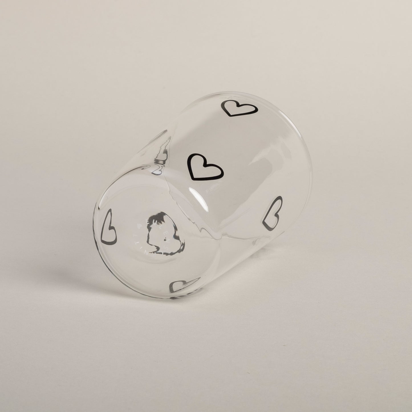 Drinking glass hearts black (pack = 6 pcs)