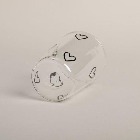 Drinking glass hearts black (pack = 6 pcs)