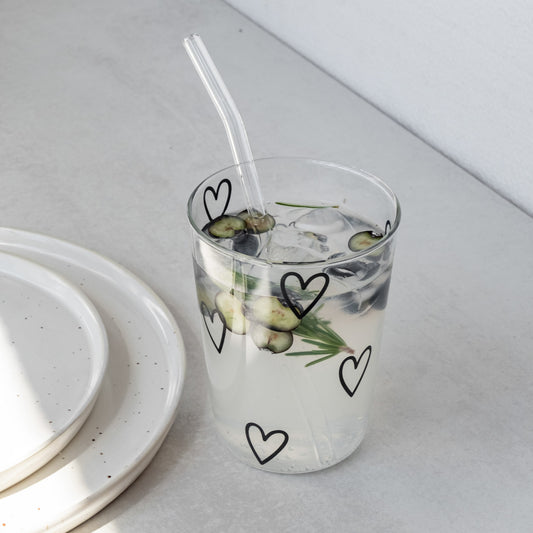 Verre à boire cœurs noir (VE = 6 pcs)
