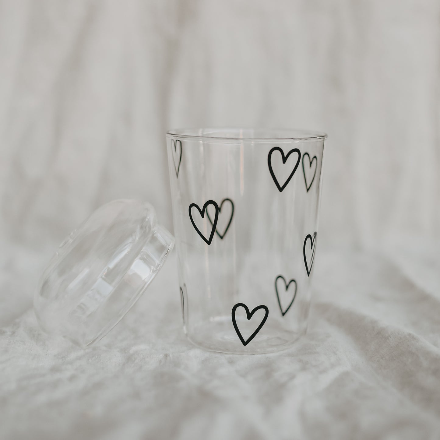 Drinking glass hearts black (pack = 6 pcs)