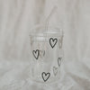 Drinking glass hearts black (pack = 6 pcs)