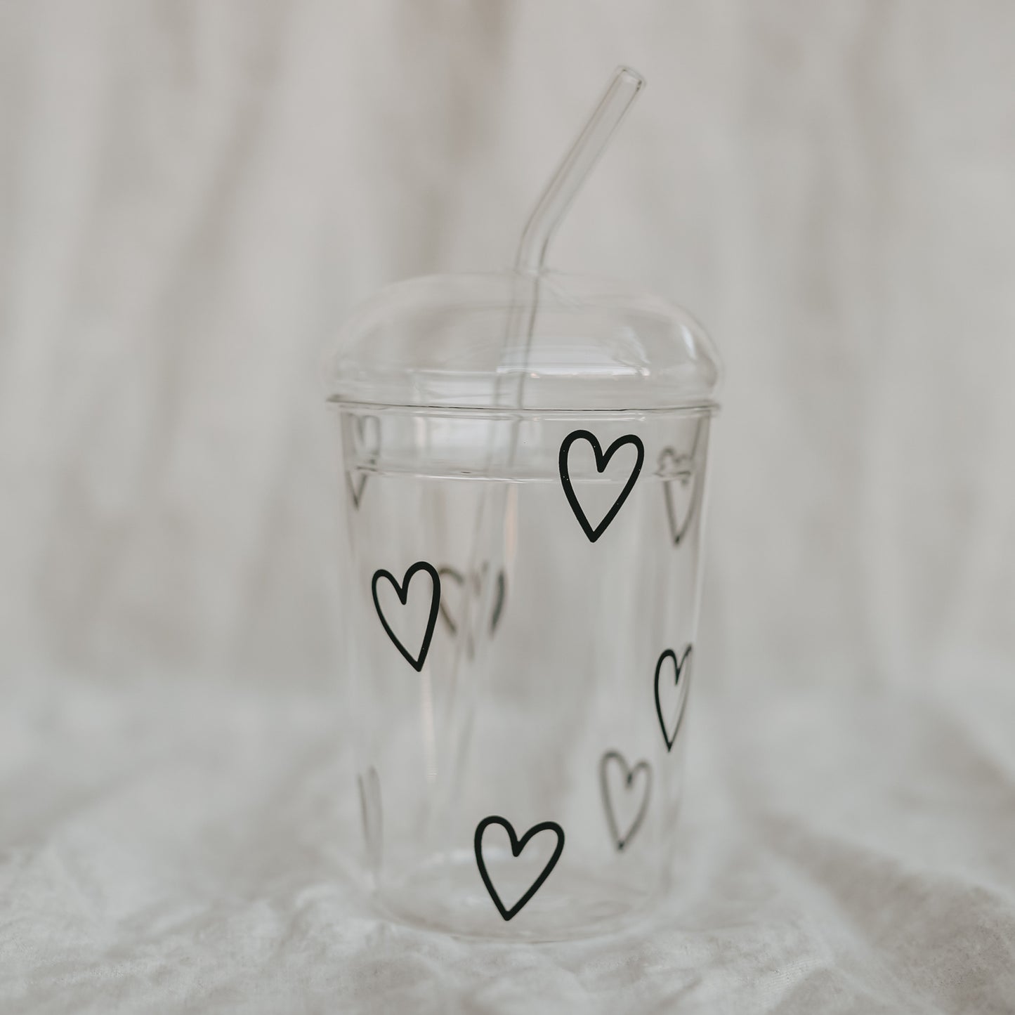 Drinking glass hearts black (pack = 6 pcs)