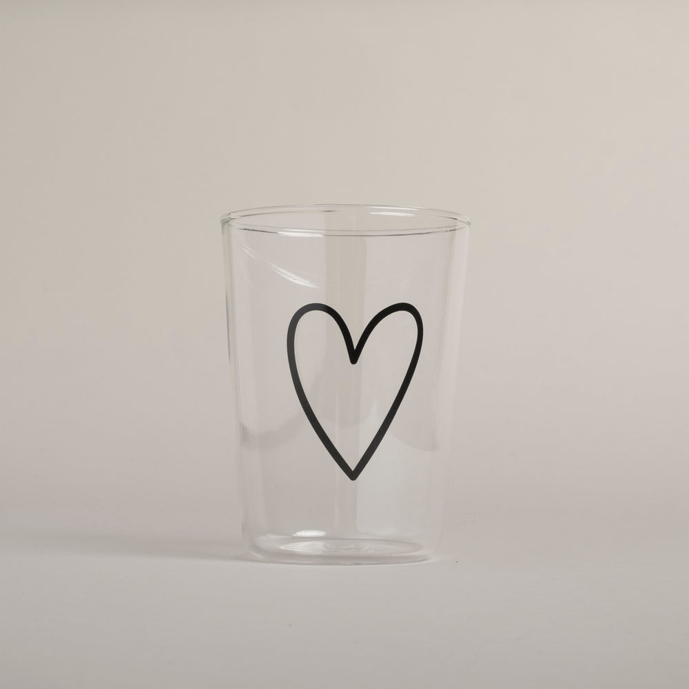 Drinking glass heart black (VE = 6 pcs)