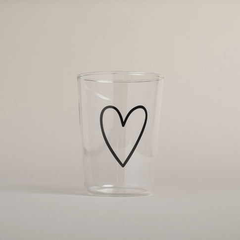 Drinking glass heart black (VE = 6 pcs)