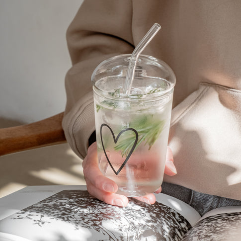 Drinking glass heart black (VE = 6 pcs)