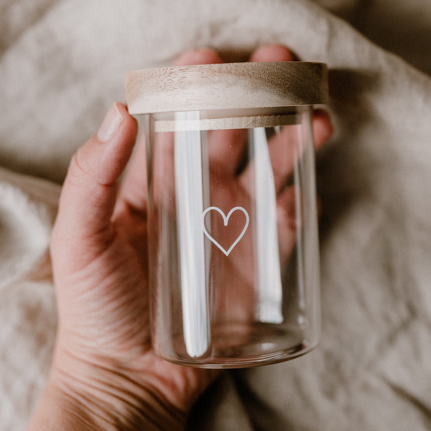Mini storage jar heart white 9cm (VE = 8 pcs.)