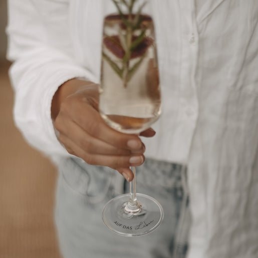 Champagne glass Auf das Leben (VE = 4 pcs)