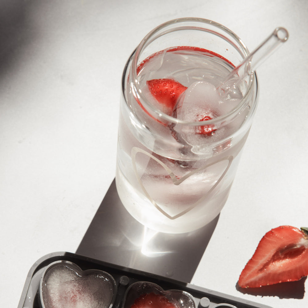 Heart Glass Straws 20cm in 4-piece Set (VE = 10 Sets)