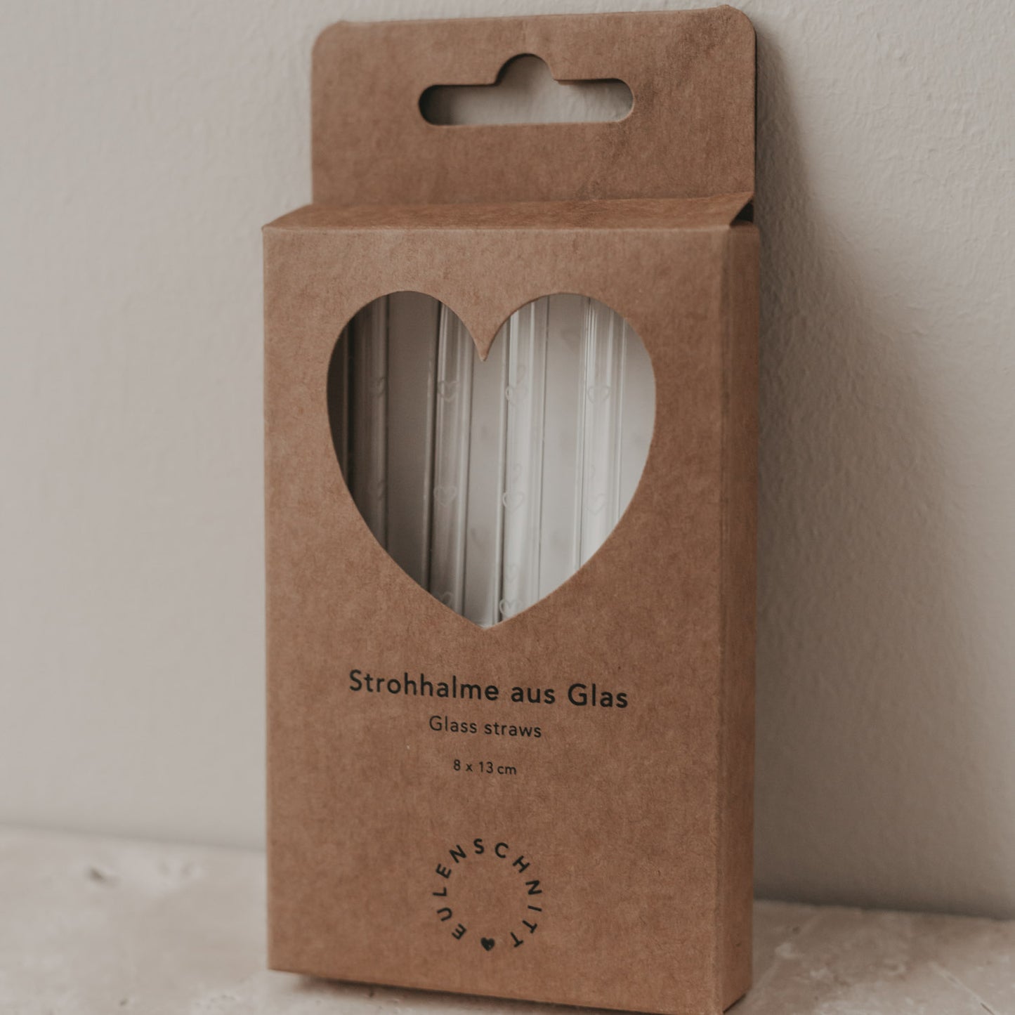 Pailles en forme de cœur en verre 13cm par lot de 4 (VE = 10 lots)