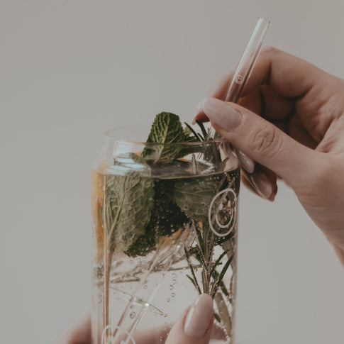 Smiley glass straws 20cm in 4-piece set (VE = 10 sets)