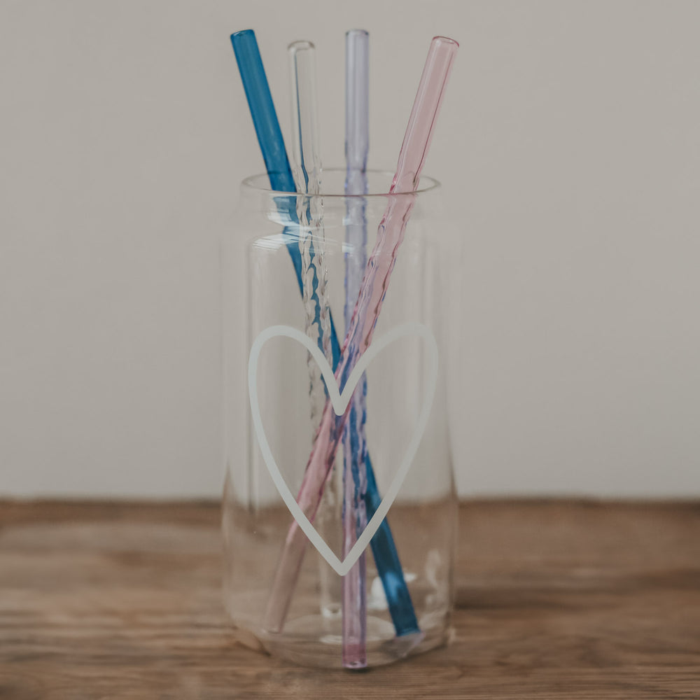Pailles torsadées en verre 20cm rose par lot de 4 (VE = 10 lots)