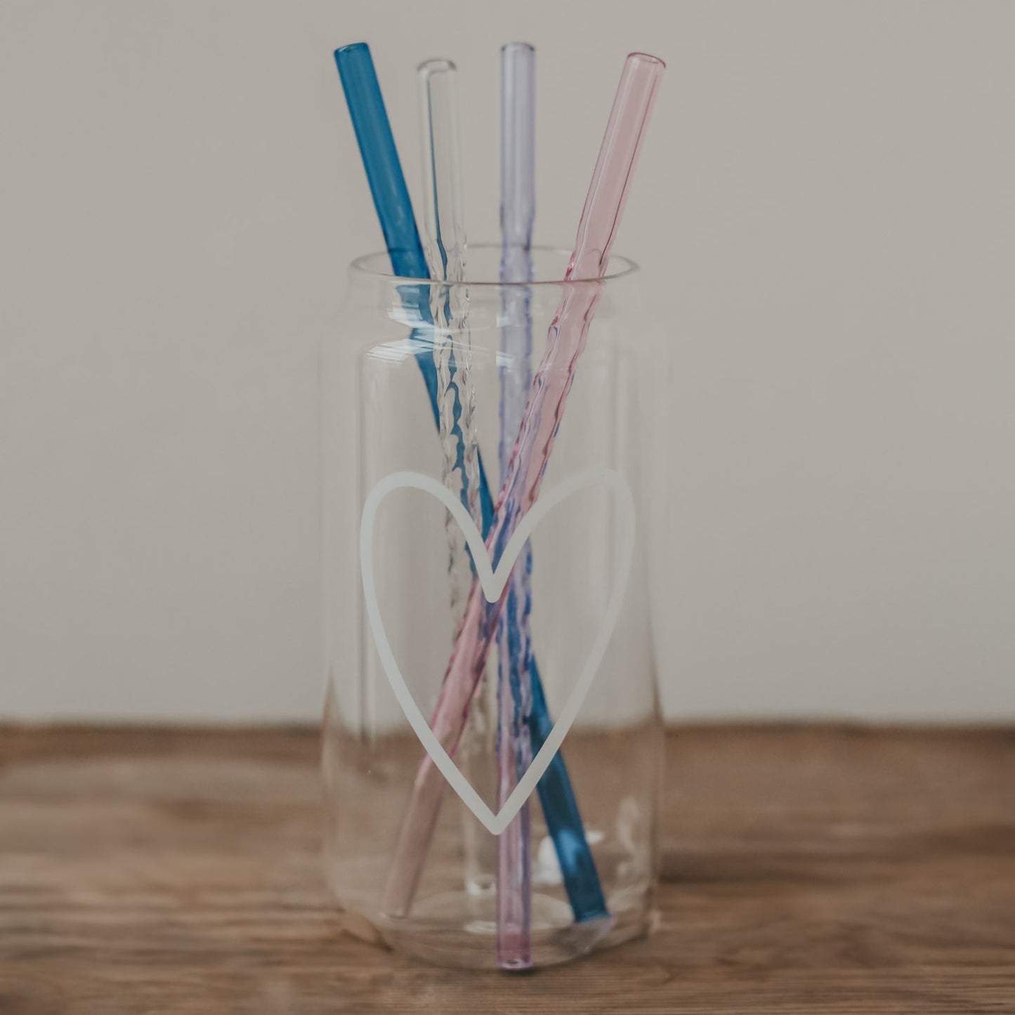 Pailles torsadées en verre 20cm rose par lot de 4 (VE = 10 lots)