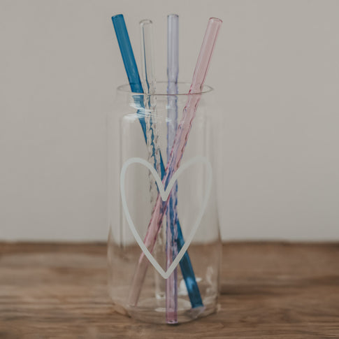 Pailles torsadées en verre 20cm rose par lot de 4 (VE = 10 lots)
