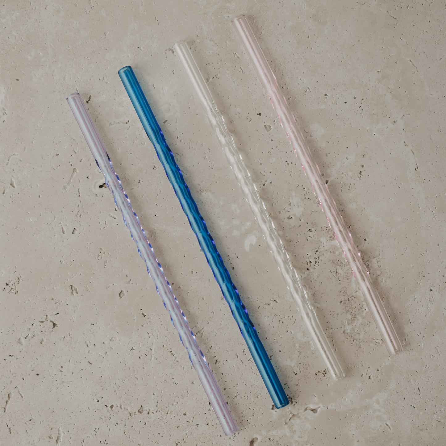 Pailles torsadées en verre 20cm rose par lot de 4 (VE = 10 lots)