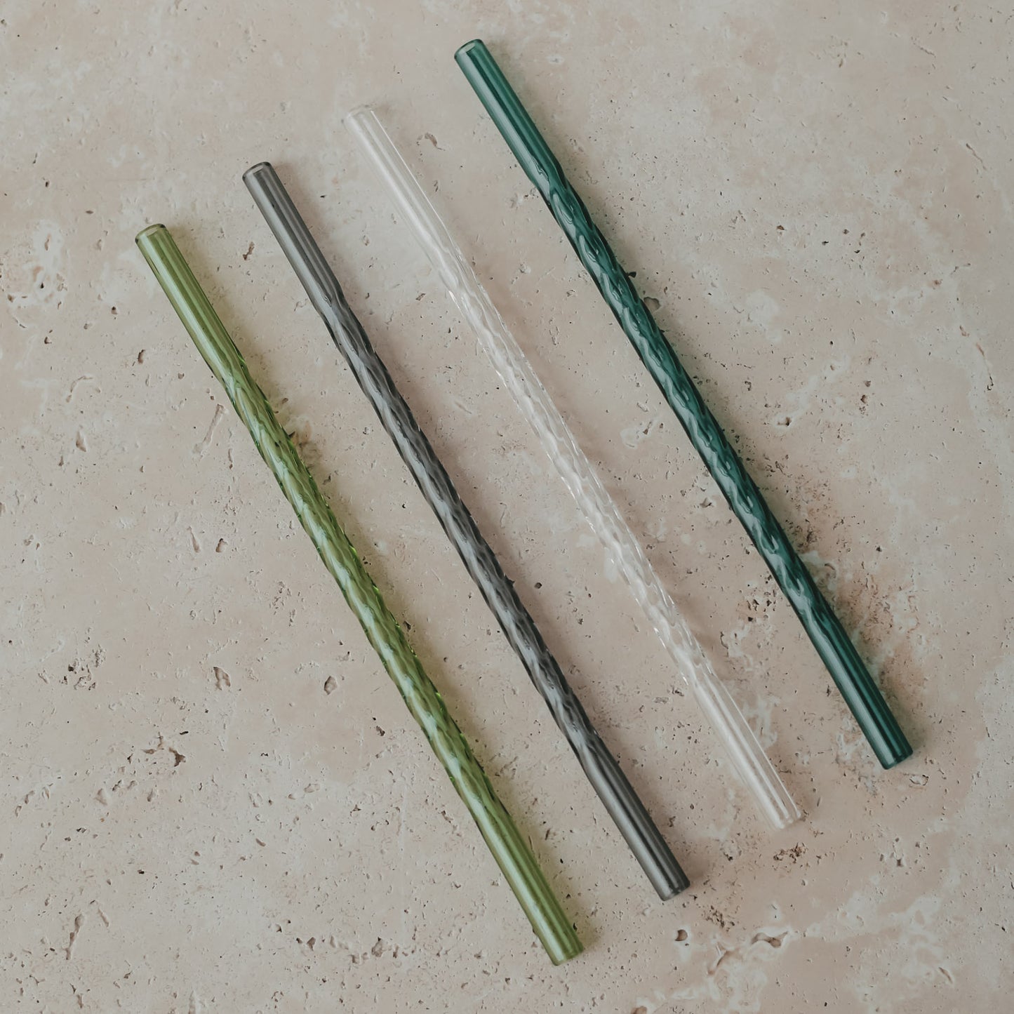 Pailles torsadées en verre 20cm vert en lot de 4 (VE = 10 lots)