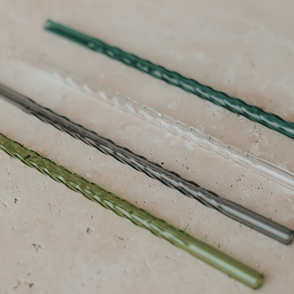 Pailles torsadées en verre 20cm vert en lot de 4 (VE = 10 lots)