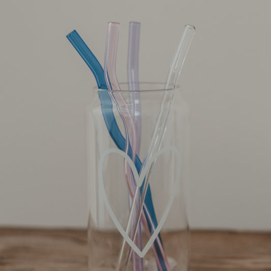 Pailles ondulées en verre 20cm rose par lot de 4 (VE = 10 lots)