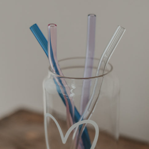 Pailles ondulées en verre 20cm rose par lot de 4 (VE = 10 lots)