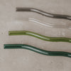 Wavy glass straws 20cm green in 4-piece set (VE = 10 sets)