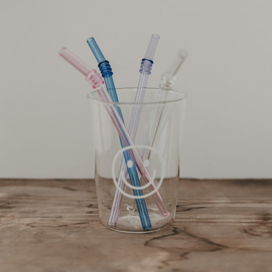 Pailles pliées en verre 20cm rose en lot de 4 (VE = 10 lots)