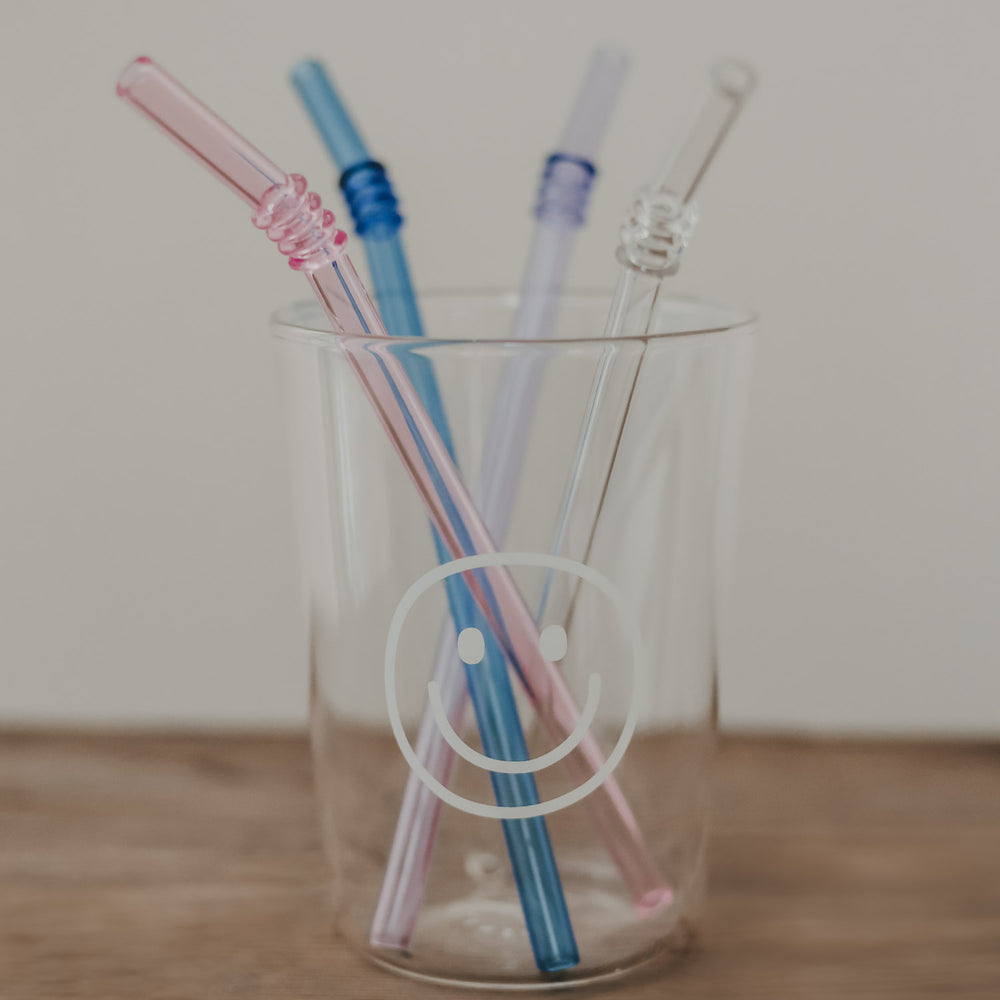 Pailles pliées en verre 20cm rose en lot de 4 (VE = 10 lots)