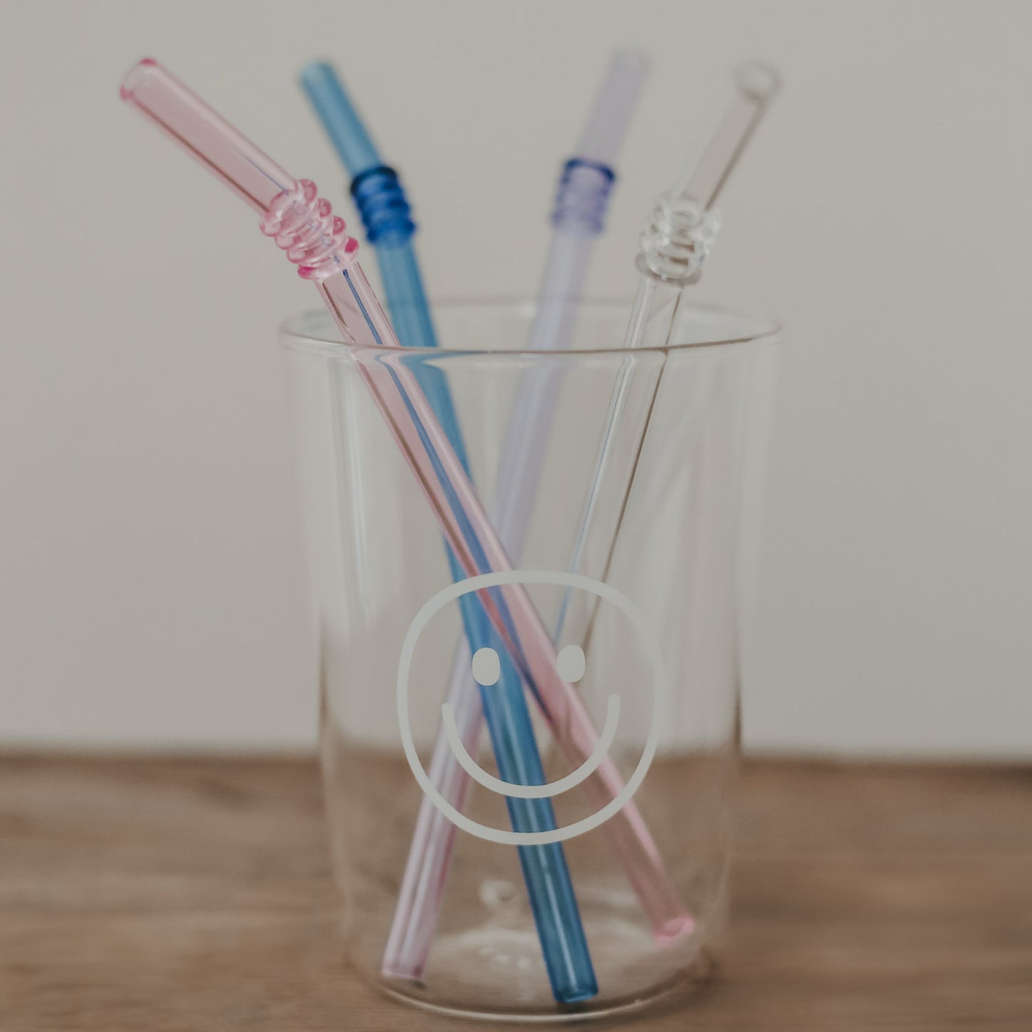 Pailles pliées en verre 20cm rose en lot de 4 (VE = 10 lots)
