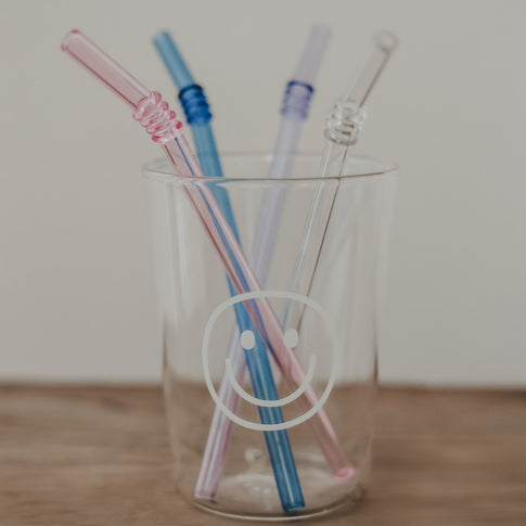 Pailles pliées en verre 20cm rose en lot de 4 (VE = 10 lots)