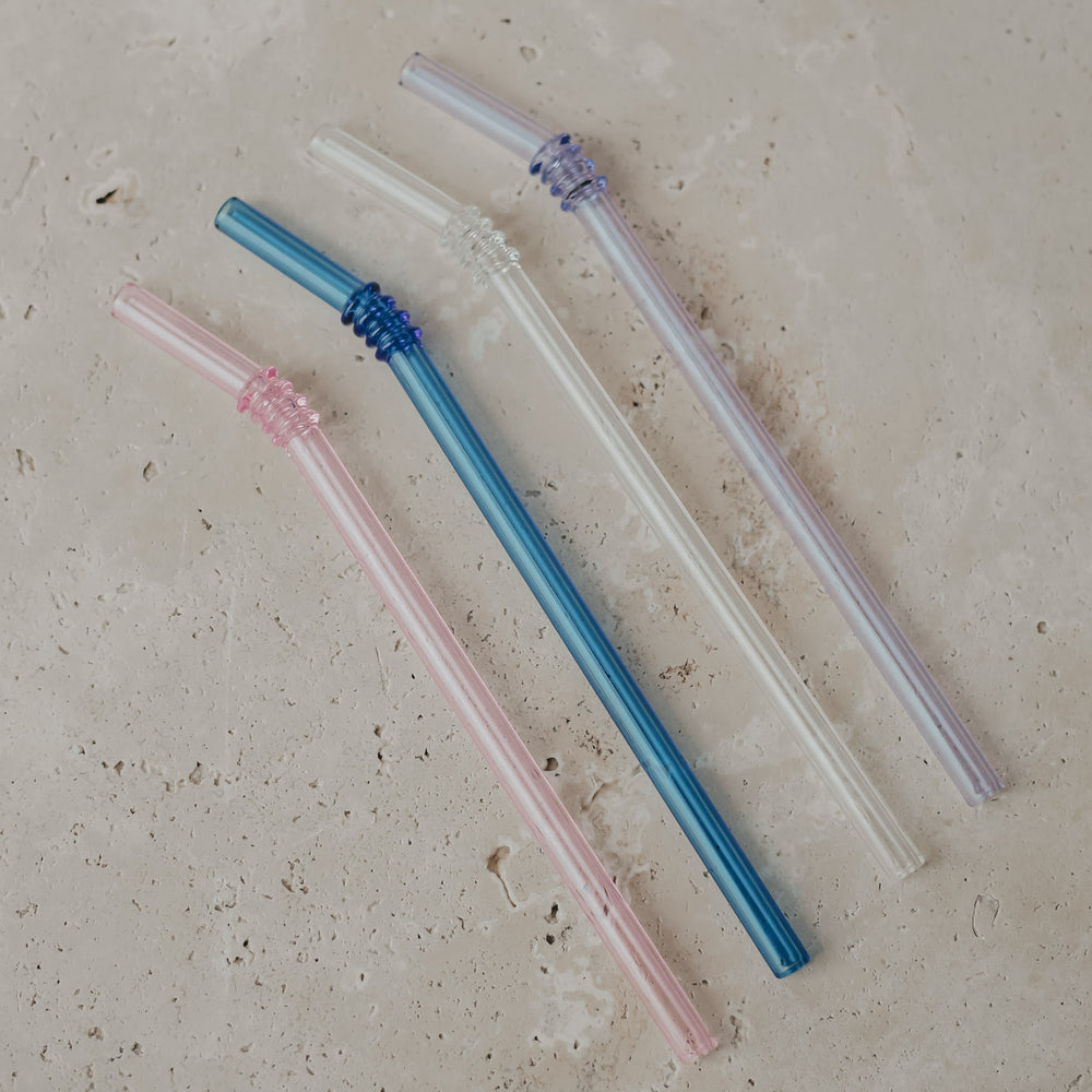 Pailles pliées en verre 20cm rose en lot de 4 (VE = 10 lots)