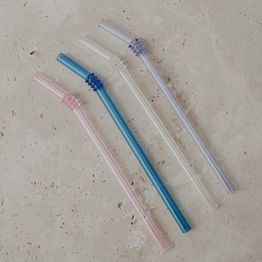 Pailles pliées en verre 20cm rose en lot de 4 (VE = 10 lots)