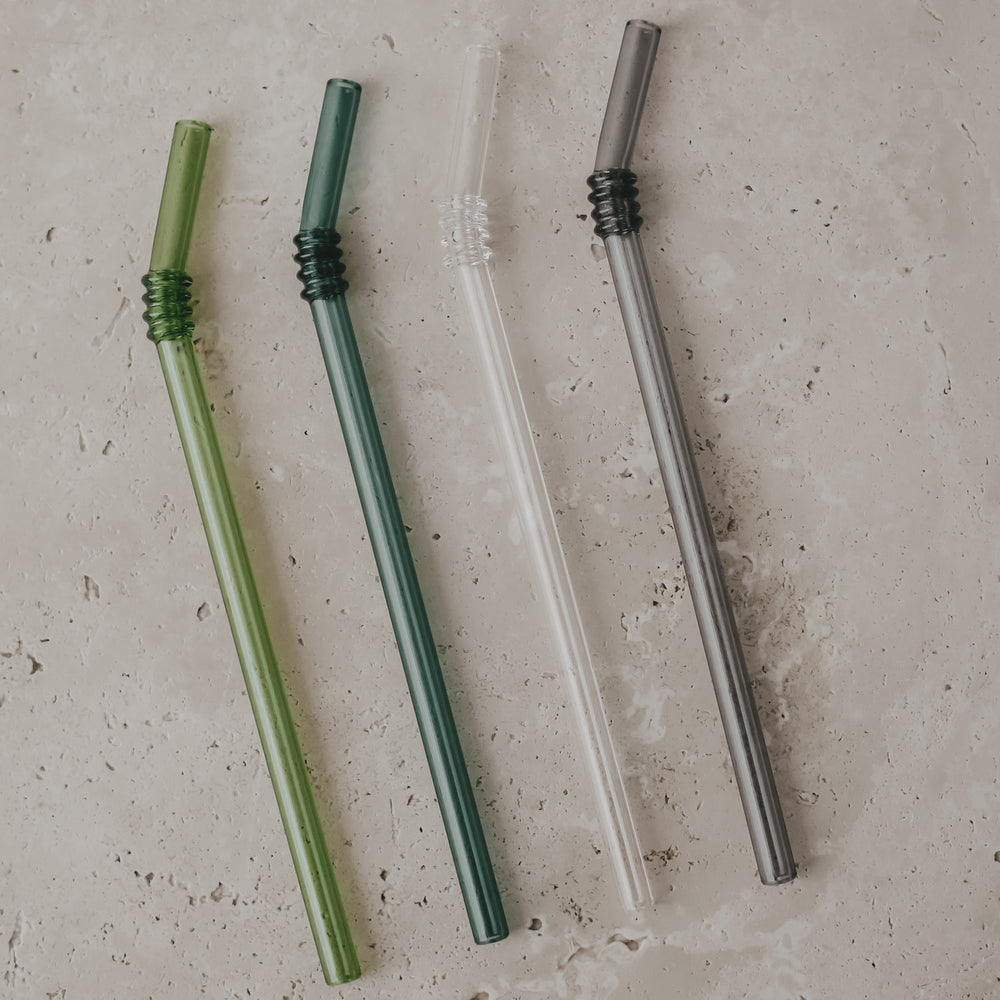 Pailles pliées en verre 20cm vert en lot de 4 (VE = 10 lots)
