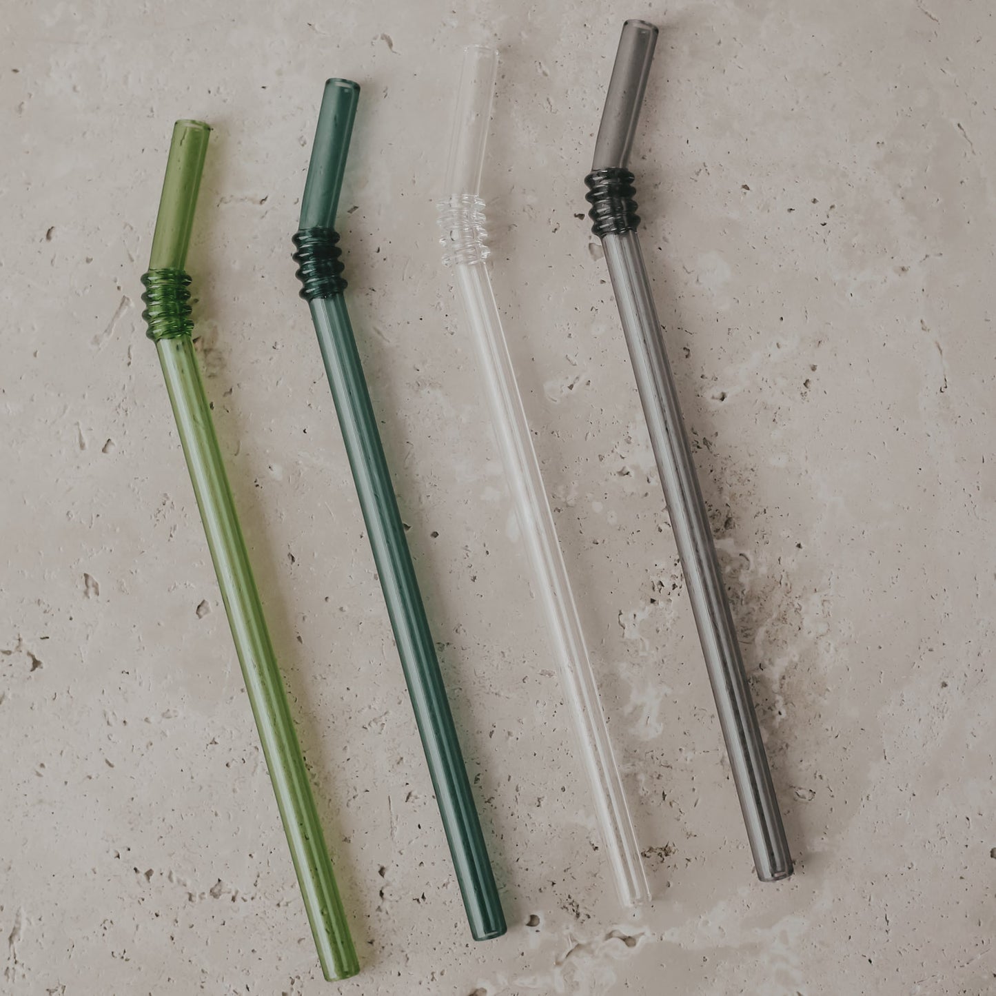 Pailles pliées en verre 20cm vert en lot de 4 (VE = 10 lots)