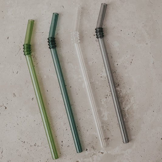 Pailles pliées en verre 20cm vert en lot de 4 (VE = 10 lots)