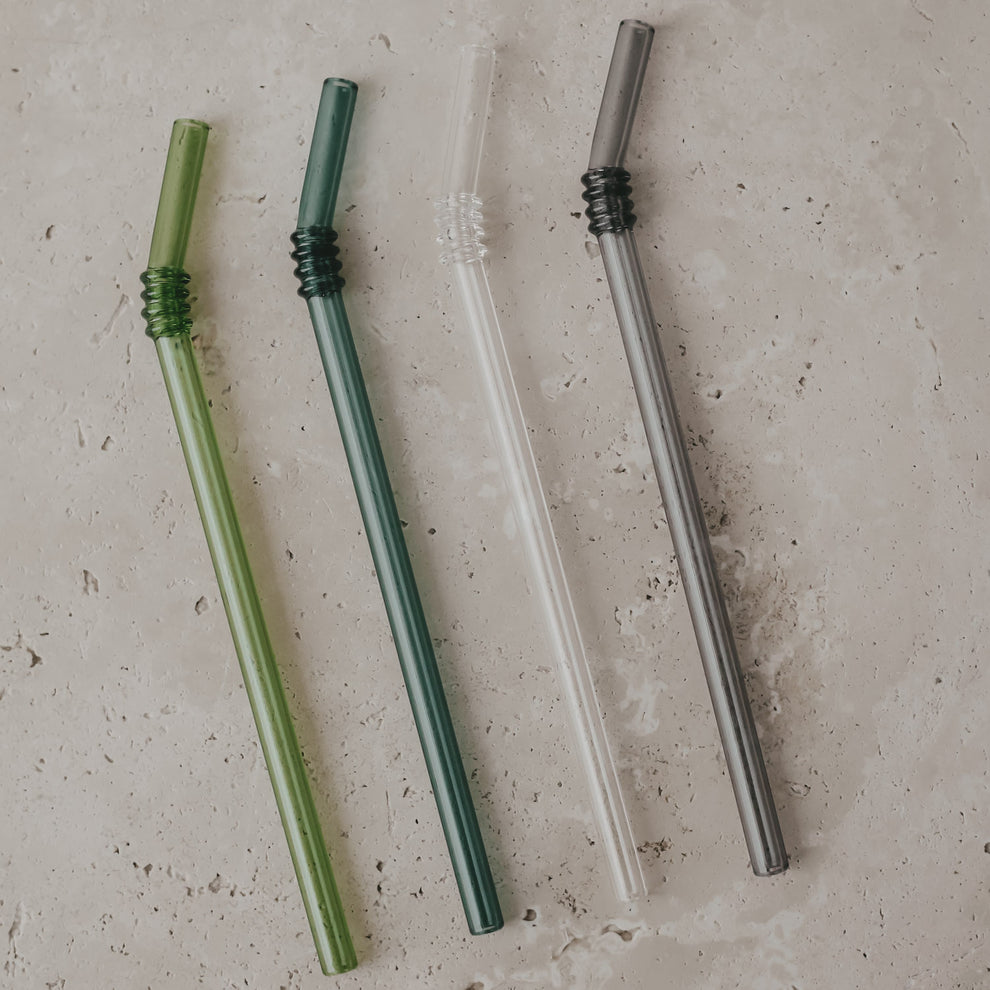 Pailles pliées en verre 20cm vert en lot de 4 (VE = 10 lots)