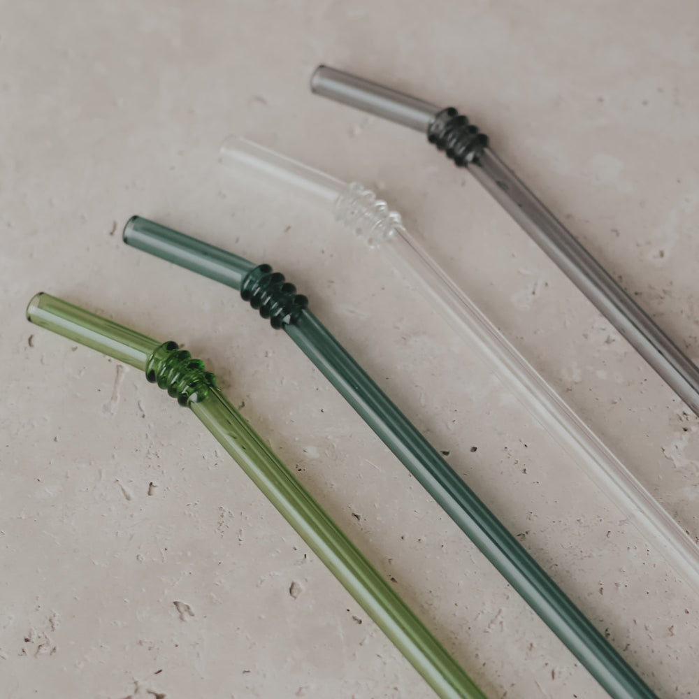 Pailles pliées en verre 20cm vert en lot de 4 (VE = 10 lots)